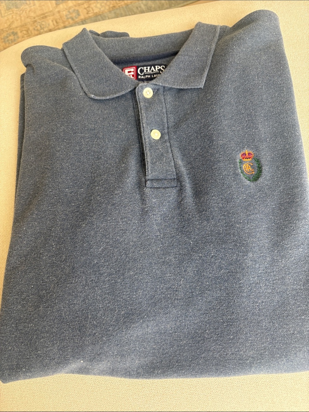 Ralph Lauren Chaps Navy Heather Polo with Embroidered Crest